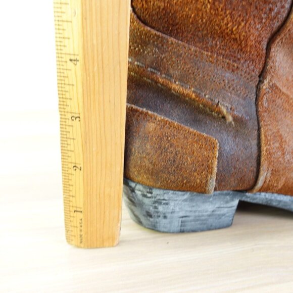 Vintage‎ Western Boots Leather 7.5 DEXTER Brown Cowboy Tall Mid Calf Rodeo USA - Picture 9 of 16